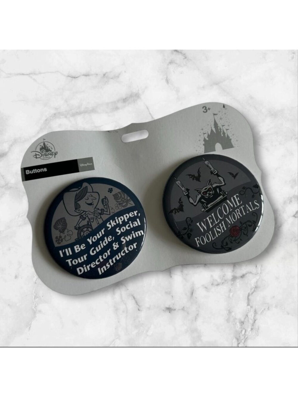 DISNEY Parks Haunted Mansion Large Two Piece Button Pin Set NEW